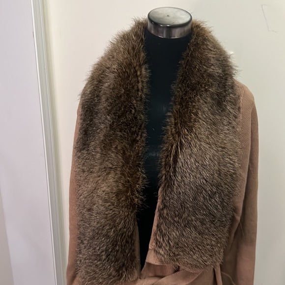Banana Republic Chunky Faux Fur Collar Long Knit Cardigan Size XL - Picture 7 of 15